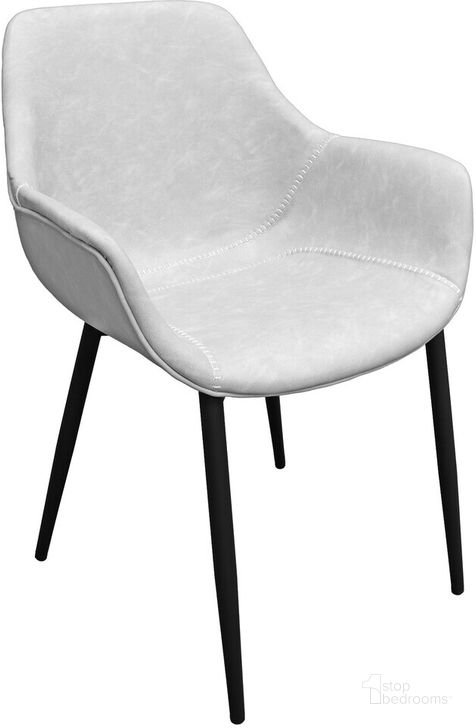The appearance of Markley Leather Dining Arm Chair with Metal Legs In Light Grey designed by LeisureMod in the modern / contemporary interior design. This light grey piece of furniture  was selected by 1StopBedrooms from Markley Collection to add a touch of cosiness and style into your home. Sku: EC26LGR. Material: Metal. Product Type: Dining Chair. Image1