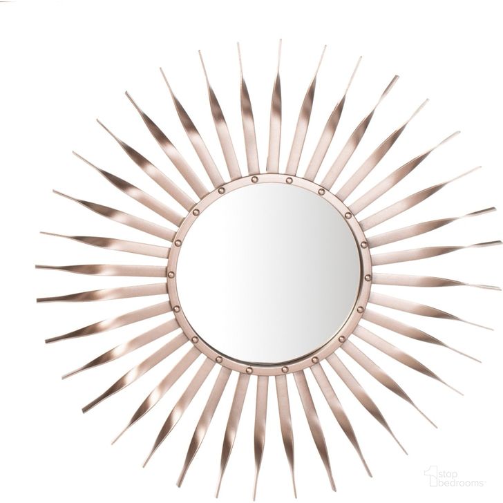 The appearance of Marlene Rose Gold Sunburst Mirror designed by Safavieh in the modern / contemporary interior design. This rose gold piece of furniture  was selected by 1StopBedrooms from Safavieh MRR Collection to add a touch of cosiness and style into your home. Sku: MRR1001A. Product Type: Mirror. Material: Iron. Image1