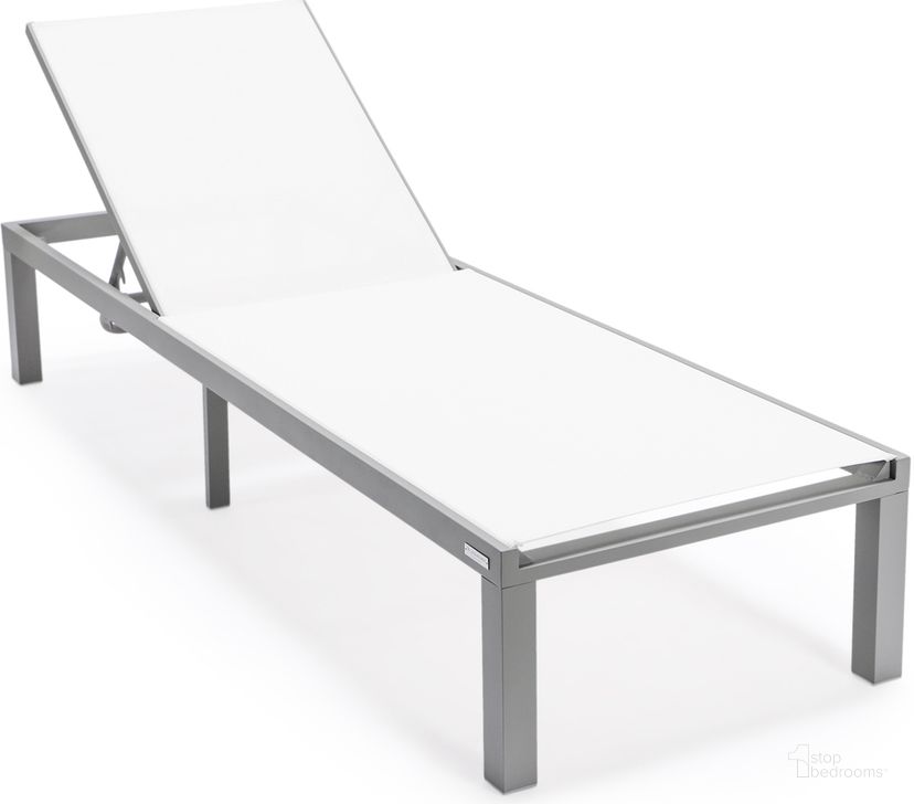 The appearance of Marlin Patio Chaise Lounge Chair Set of 2 In White designed by LeisureMod in the modern / contemporary interior design. This white piece of furniture  was selected by 1StopBedrooms from Marlin Collection to add a touch of cosiness and style into your home. Sku: MLGR-77W2. Material: Aluminum. Product Type: Outdoor Chaise Lounge. Image1