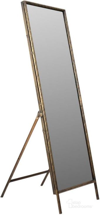 The appearance of Marlon Mirror In Gold designed by Moti in the transitional interior design. This gold piece of furniture  was selected by 1StopBedrooms from Marlon Collection to add a touch of cosiness and style into your home. Sku: 82017007. Product Type: Mirror. Material: Iron. Image1