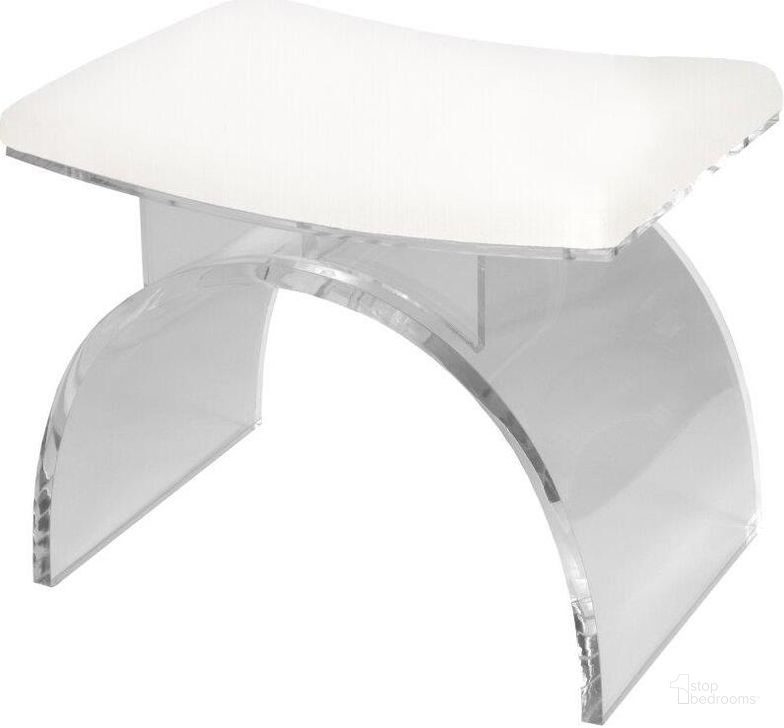 The appearance of Marlowe White Linene Cushion Lucite Arched Stool designed by Worlds Away in the modern / contemporary interior design. This white piece of furniture  was selected by 1StopBedrooms from Marlowe Collection to add a touch of cosiness and style into your home. Sku: MARLOWE WH. Product Type: Stool.