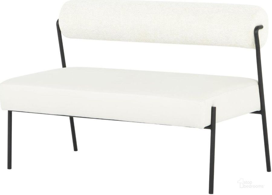 The appearance of Marni Oyster Occasional Bench HGSN203 designed by Nuevo in the modern / contemporary interior design. This white piece of furniture  was selected by 1StopBedrooms from Marni Collection to add a touch of cosiness and style into your home. Sku: HGSN203. Material: Fabric. Product Type: Bench.