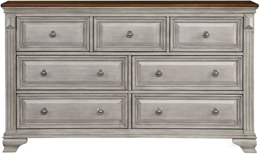 The appearance of Marquette Dresser In Brown and Gray designed by Homelegance in the traditional interior design. This brown and gray piece of furniture  was selected by 1StopBedrooms from Marquette Collection to add a touch of cosiness and style into your home. Sku: 1449-5. Product Type: Dresser. Image1
