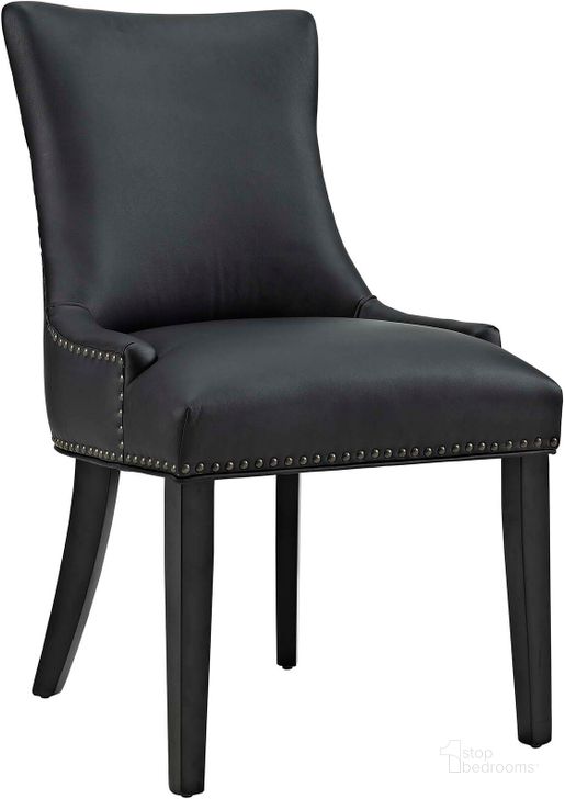The appearance of Marquis Black Faux Leather Dining Chair designed by Modway in the modern / contemporary interior design. This black piece of furniture  was selected by 1StopBedrooms from Marquis Collection to add a touch of cosiness and style into your home. Sku: EEI-2228-BLK. Material: Wood. Product Type: Dining Chair. Image1