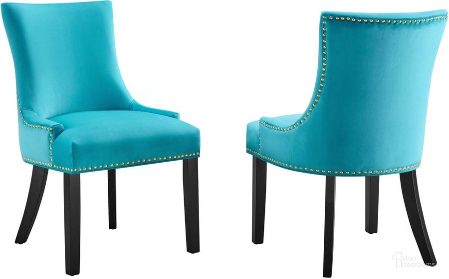 The appearance of Marquis Performance Velvet Dining Chair Set Of 2 In Blue designed by Modway in the modern / contemporary interior design. This blue piece of furniture  was selected by 1StopBedrooms from Marquis Collection to add a touch of cosiness and style into your home. Sku: EEI-5010-BLU. Material: Wood. Product Type: Dining Chair. Image1