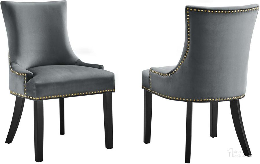 The appearance of Marquis Performance Velvet Dining Chair Set Of 2 In Gray designed by Modway in the modern / contemporary interior design. This gray piece of furniture  was selected by 1StopBedrooms from Marquis Collection to add a touch of cosiness and style into your home. Sku: EEI-5010-GRY. Material: Wood. Product Type: Dining Chair. Image1