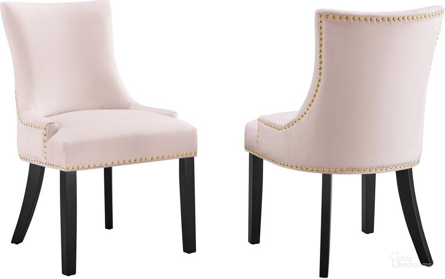 The appearance of Marquis Performance Velvet Dining Chair Set Of 2 In Pink designed by Modway in the modern / contemporary interior design. This pink piece of furniture  was selected by 1StopBedrooms from Marquis Collection to add a touch of cosiness and style into your home. Sku: EEI-5010-PNK. Material: Wood. Product Type: Dining Chair. Image1