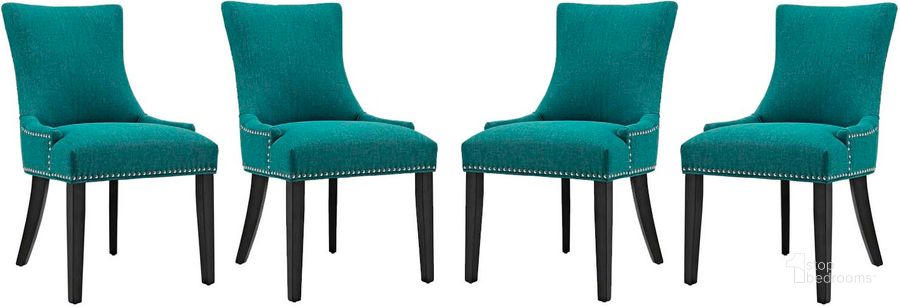 The appearance of Marquis Teal Dining Chair Fabric Set of 4 designed by Modway in the modern / contemporary interior design. This teal piece of furniture  was selected by 1StopBedrooms from Marquis Collection to add a touch of cosiness and style into your home. Sku: EEI-3497-TEA. Material: Wood. Product Type: Dining Chair. Image1