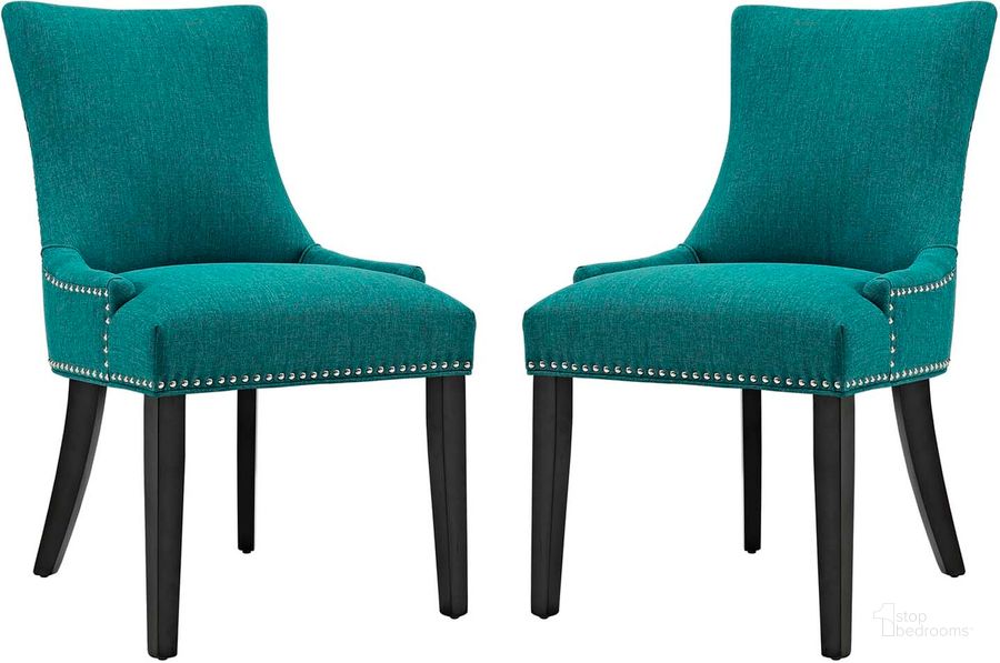 The appearance of Marquis Teal Dining Side Chair Fabric Set of 2 designed by Modway in the modern / contemporary interior design. This teal piece of furniture  was selected by 1StopBedrooms from Marquis Collection to add a touch of cosiness and style into your home. Sku: EEI-2746-TEA-SET. Material: Wood. Product Type: Side Chair. Image1