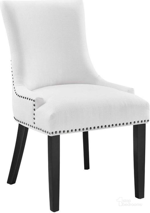 The appearance of Marquis White Fabric Dining Chair designed by Modway in the modern / contemporary interior design. This white piece of furniture  was selected by 1StopBedrooms from Marquis Collection to add a touch of cosiness and style into your home. Sku: EEI-2229-WHI. Material: Wood. Product Type: Dining Chair. Image1