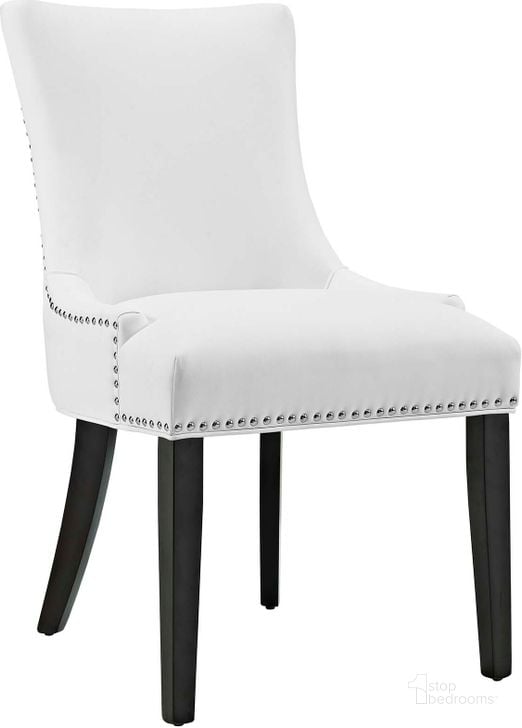 The appearance of Marquis White Faux Leather Dining Chair designed by Modway in the modern / contemporary interior design. This white piece of furniture  was selected by 1StopBedrooms from Marquis Collection to add a touch of cosiness and style into your home. Sku: EEI-2228-WHI. Material: Wood. Product Type: Dining Chair. Image1