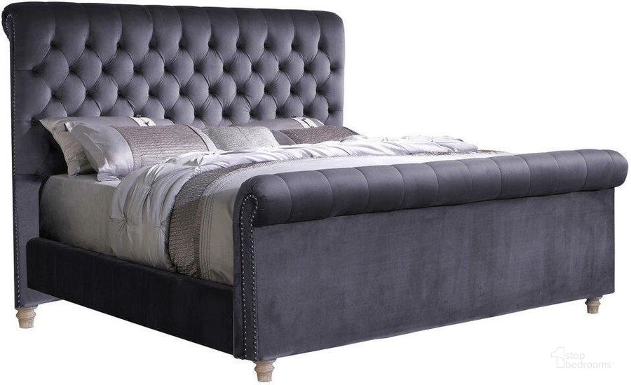 The appearance of Marseille Fabric Upholstered Tufted Eastern King Bed In Gray designed by Best Master Furniture in the transitional interior design. This gray piece of furniture  was selected by 1StopBedrooms from Marseille Collection to add a touch of cosiness and style into your home. Sku: JC100GEK. Bed Type: Sleigh Bed. Material: Upholstered. Product Type: Sleigh Bed. Bed Size: King. Image1