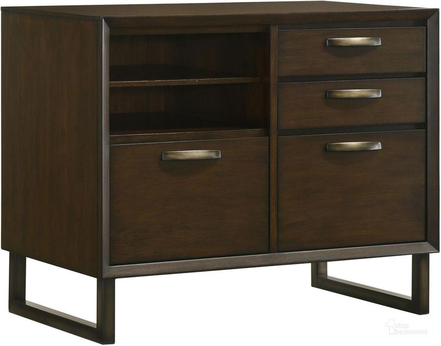 The appearance of Marshall 4-Drawer File Cabinet In Dark Walnut and Gunmetal designed by Coaster in the transitional interior design. This dark walnut/gunmetal piece of furniture  was selected by 1StopBedrooms from Marshall Collection to add a touch of cosiness and style into your home. Sku: 881294. Material: Wood. Product Type: File Cabinet. Image1