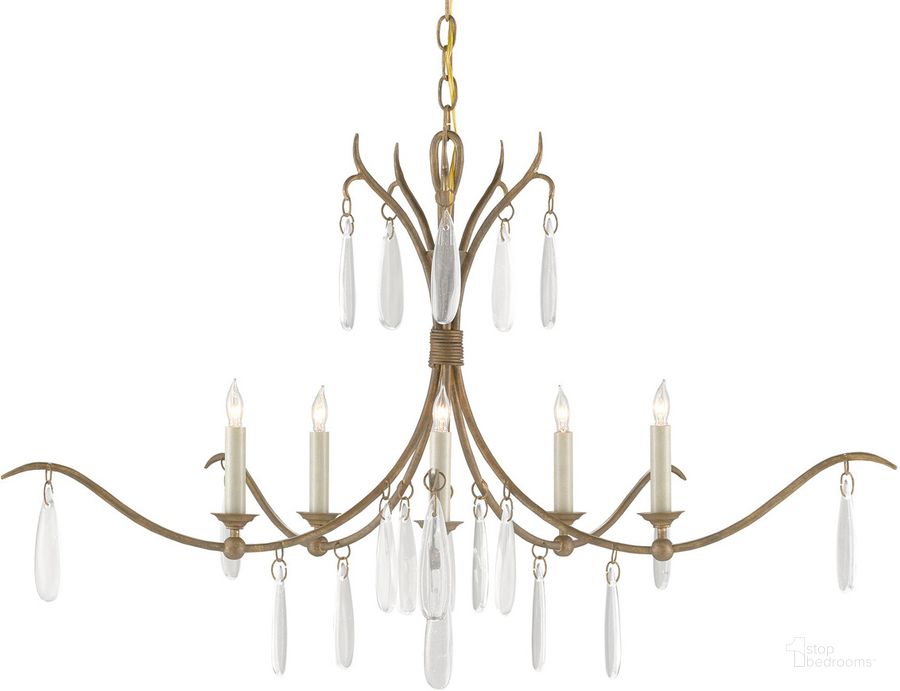 The appearance of Marshallia Small Brass Chandelier In Gold designed by Currey & Company in the modern / contemporary interior design. This gold piece of furniture  was selected by 1StopBedrooms from Marshallia Collection to add a touch of cosiness and style into your home. Sku: 9000-0810. Product Type: Chandelier. Material: Iron. Image1