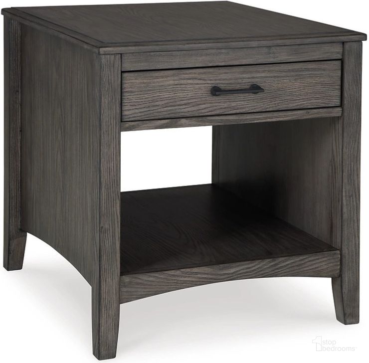 The appearance of Marshfield Grayish Brown End Table 0qd24544475 designed by Bennett Interiors in the transitional interior design. This grayish brown piece of furniture  was selected by 1StopBedrooms from Marshfield Collection to add a touch of cosiness and style into your home. Sku: T651-3. Material: Wood. Product Type: End Table. Image1