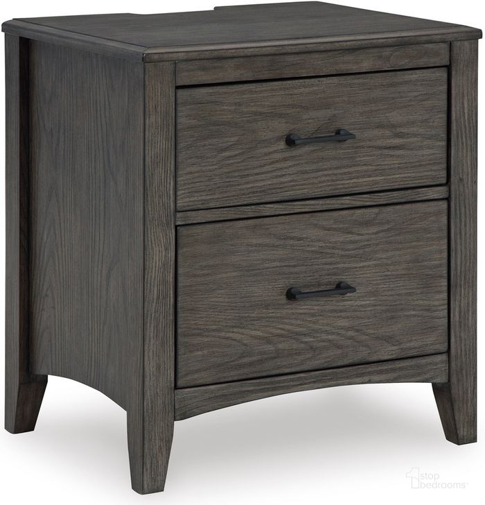 The appearance of Marshfield Grayish Brown Nightstand designed by Bennett Interiors in the transitional interior design. This grayish brown piece of furniture  was selected by 1StopBedrooms from Marshfield Collection to add a touch of cosiness and style into your home. Sku: B651-92. Material: Wood. Product Type: Nightstand. Image1