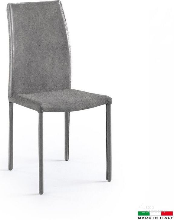 The appearance of Marta Dining Chair In Grey Set Of 2 designed by Bellini Modern Living in the modern / contemporary interior design. This grey piece of furniture  was selected by 1StopBedrooms from Marta Collection to add a touch of cosiness and style into your home. Sku: Marta GRY. Material: Leather. Product Type: Dining Chair. Image1