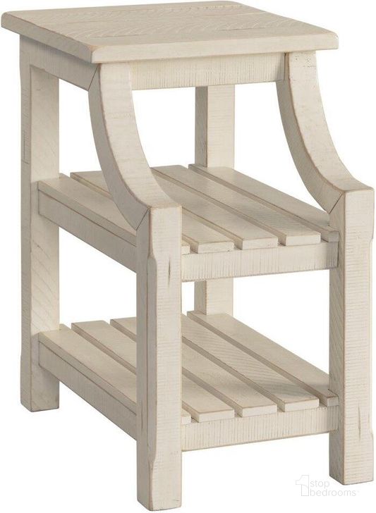 The appearance of Martin Svensson Home Barn Door Chairside Table With Power In Antique White designed by Martin Svensson Home in the country / farmhouse interior design. This antique white piece of furniture  was selected by 1StopBedrooms from Barn Door Collection to add a touch of cosiness and style into your home. Sku: 890273. Material: Wood. Product Type: Chairside Table. Image1