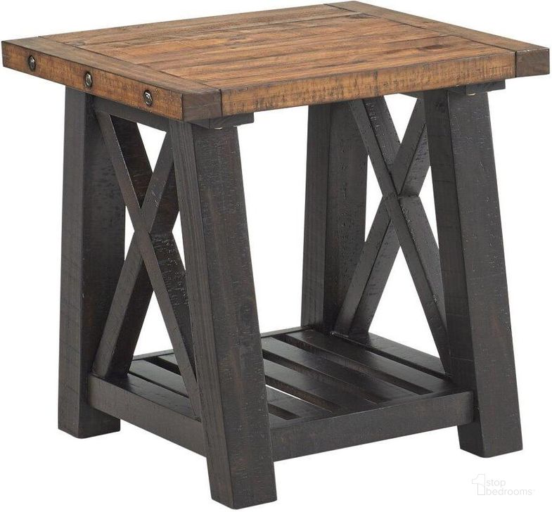 The appearance of Martin Svensson Home Bolton Solid Wood End Table In Black Stain And Natural designed by Martin Svensson Home in the industrial interior design. This natural piece of furniture  was selected by 1StopBedrooms from Bolton Collection to add a touch of cosiness and style into your home. Sku: 840135. Product Type: End Table. Material: Pine. Image1