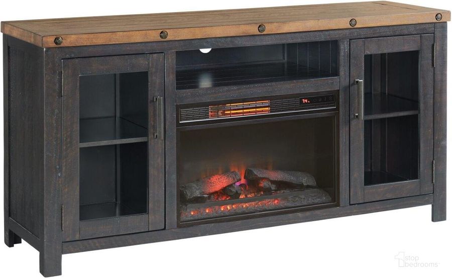 The appearance of Martin Svensson Home Bolton Tv Stand With Electric Fireplace In Black Stain And Natural designed by Martin Svensson Home in the industrial interior design. This natural piece of furniture  was selected by 1StopBedrooms from Bolton Collection to add a touch of cosiness and style into your home. Sku: 909826F. Product Type: TV Stand. Material: Pine. Image1