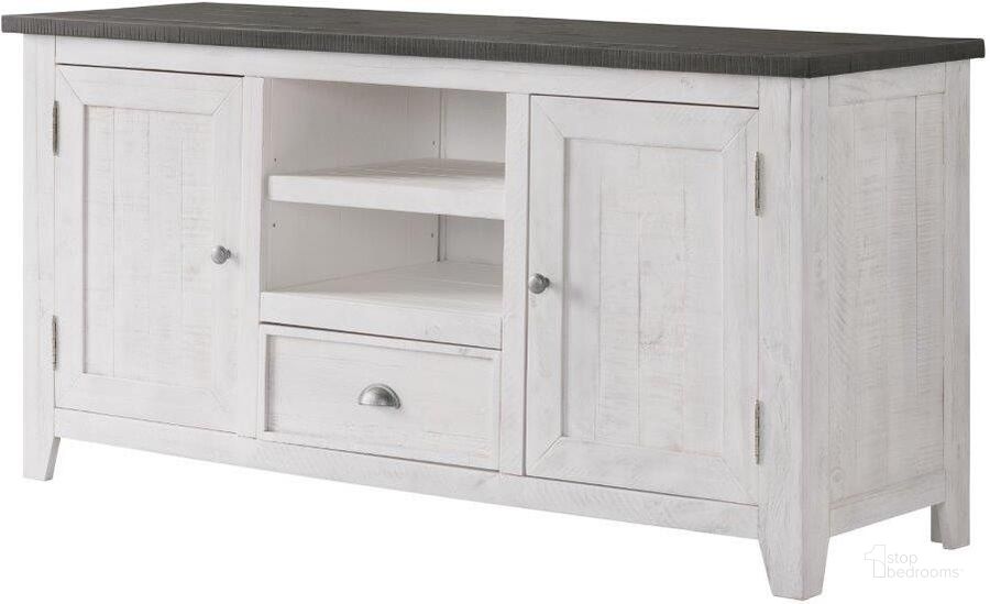 The appearance of Martin Svensson Home Monterey Tv Stand In White With Grey Top designed by Martin Svensson Home in the coastal interior design. This white and grey piece of furniture  was selected by 1StopBedrooms from Monterey Collection to add a touch of cosiness and style into your home. Sku: 909805. Product Type: TV Stand. Material: Pine. Image1