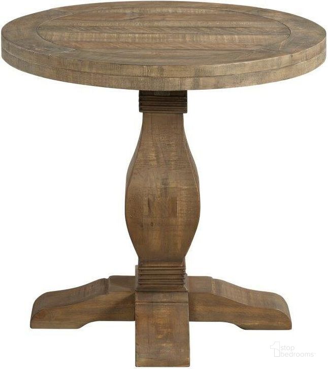 The appearance of Martin Svensson Home Napa Round End Table In Reclaimed Natural designed by Martin Svensson Home in the country / farmhouse interior design. This natural piece of furniture  was selected by 1StopBedrooms from Napa Collection to add a touch of cosiness and style into your home. Sku: 860134. Product Type: End Table. Material: Pine. Image1