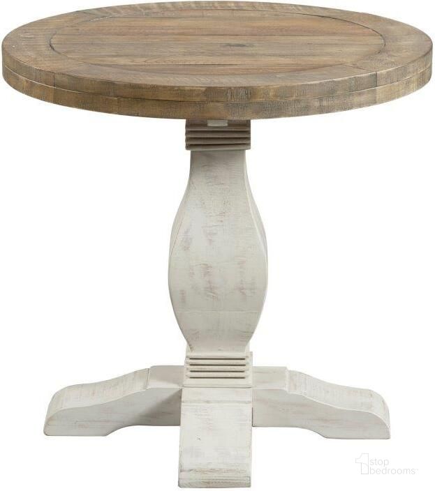 The appearance of Martin Svensson Home Napa Round End Table In White Stain And Reclaimed Natural designed by Martin Svensson Home in the country / farmhouse interior design. This white piece of furniture  was selected by 1StopBedrooms from Napa Collection to add a touch of cosiness and style into your home. Sku: 860136. Product Type: End Table. Material: Pine. Image1