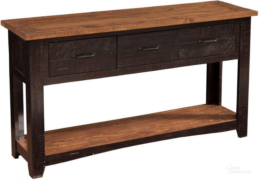 The appearance of Martin Svensson Home Rustic Sofa Console Table In Antique Black And Honey Tobacco designed by Martin Svensson Home in the rustic / southwestern interior design. This antique black piece of furniture  was selected by 1StopBedrooms from Rustic Collection to add a touch of cosiness and style into your home. Sku: 890145. Product Type: Console Table. Material: Pine. Image1