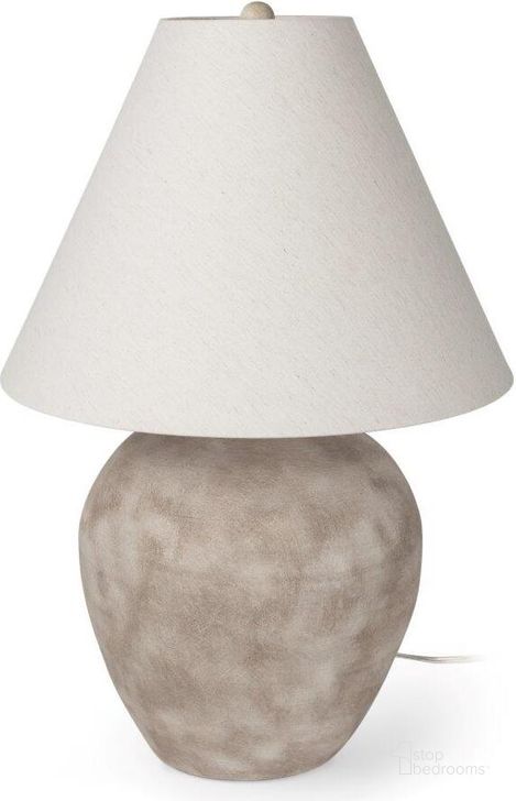 The appearance of Marvin Taupe Ceramic Table Lamp designed by Mercana in the rustic / southwestern interior design. This taupe piece of furniture  was selected by 1StopBedrooms from Marvin Collection to add a touch of cosiness and style into your home. Sku: 70167. Material: Ceramic. Product Type: Table Lamp. Image1