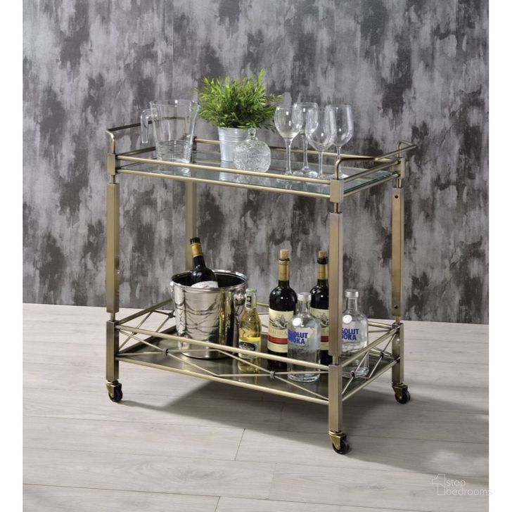 The appearance of Matiesen Serving Cart designed by ACME in the transitional interior design. This medium color piece of furniture  was selected by 1StopBedrooms from Matiesen Collection to add a touch of cosiness and style into your home. Sku: 98350. Product Type: Kitchen Islands and Serving Cart. Material: Metal/Glass. Image1