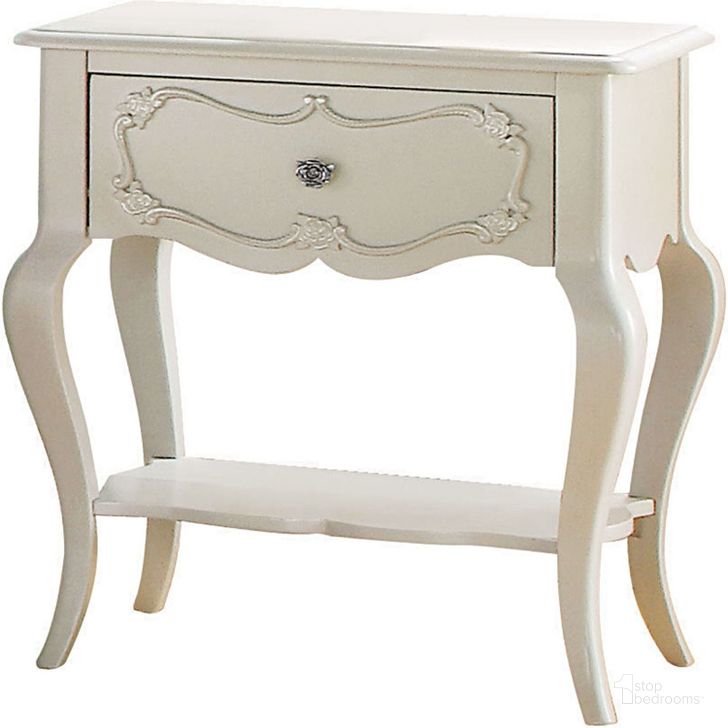 The appearance of Matipo Pearl Nightstand designed by Off 5th Home in the transitional interior design. This pearl piece of furniture  was selected by 1StopBedrooms from Matipo Collection to add a touch of cosiness and style into your home. Sku: 30509. Material: Wood. Product Type: Nightstand. Image1