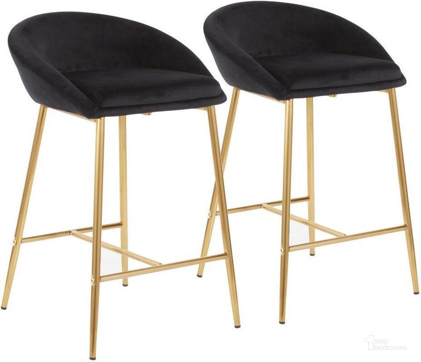 The appearance of Matisse Glam 26 Inch Counter Stool With Gold Frame And Black Velvet - Set Of 2 designed by Lumisource in the glam interior design. This black piece of furniture  was selected by 1StopBedrooms from Matisse Collection to add a touch of cosiness and style into your home. Sku: B26-MATSE AUVBK2. Product Type: Barstool. Material: Velvet. Image1