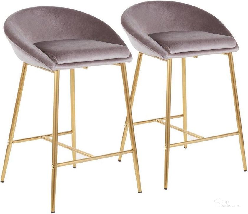 The appearance of Matisse Glam 26 Inch Counter Stool With Gold Frame And Silver Velvet - Set Of 2 designed by Lumisource in the glam interior design. This silver gray piece of furniture  was selected by 1StopBedrooms from Matisse Collection to add a touch of cosiness and style into your home. Sku: B26-MATSE AUVSV2. Product Type: Barstool. Material: Velvet. Image1