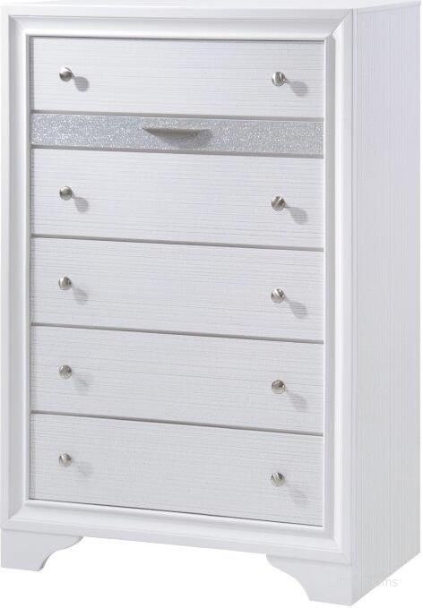 The appearance of Matrix Chest In White designed by Galaxy Home Furnishings in the traditional interior design. This white piece of furniture  was selected by 1StopBedrooms from Matrix Collection to add a touch of cosiness and style into your home. Sku: 808857990747. Material: Wood. Product Type: Chest. Image1