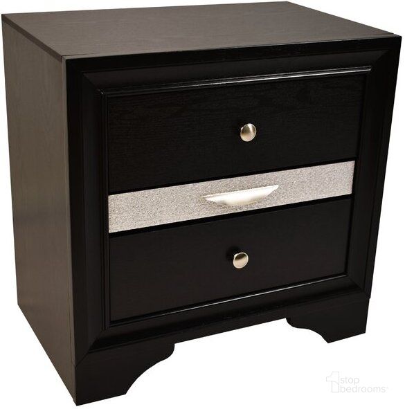 The appearance of Matrix Night Stand In Black designed by Galaxy Home Furnishings in the modern / contemporary interior design. This black piece of furniture  was selected by 1StopBedrooms from Matrix Collection to add a touch of cosiness and style into your home. Sku: 808857578259. Material: Wood. Product Type: Nightstand. Image1