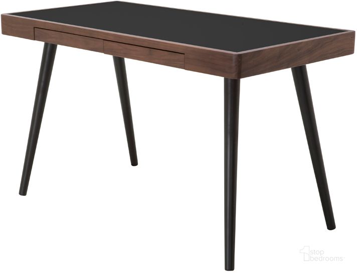 The appearance of Matte Black Polymer Desk Table designed by Nuevo in the modern / contemporary interior design. This black piece of furniture  was selected by 1StopBedrooms from Matte Collection to add a touch of cosiness and style into your home. Sku: HGEM498. Product Type: Desk. Material: Polymer. Image1