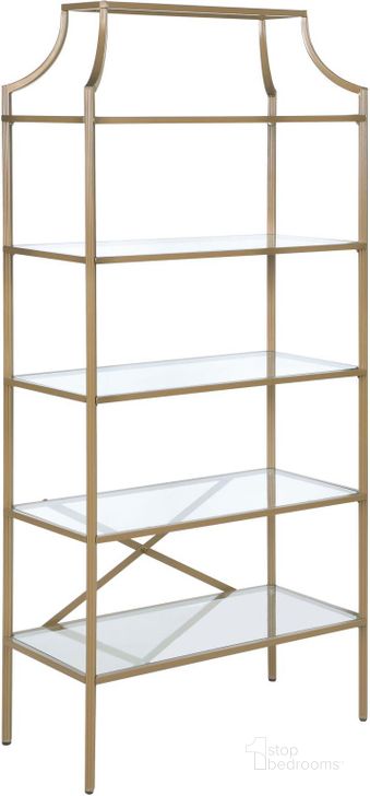 The appearance of Matte Gold 5-Tier Bookcase designed by Coaster in the modern / contemporary interior design. This gold piece of furniture  was selected by 1StopBedrooms from  to add a touch of cosiness and style into your home. Sku: 804393. Material: Metal. Product Type: Bookcase. Image1