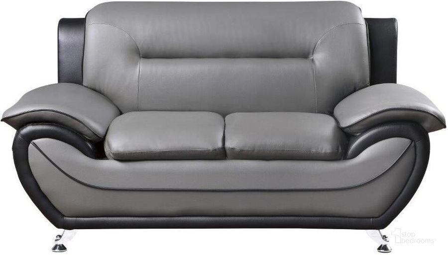 The appearance of Matteo Gray And Black Loveseat designed by Homelegance in the modern / contemporary interior design. This gray piece of furniture  was selected by 1StopBedrooms from Matteo Collection to add a touch of cosiness and style into your home. Sku: 9419-2. Material: Faux Leather. Product Type: Loveseat. Image1