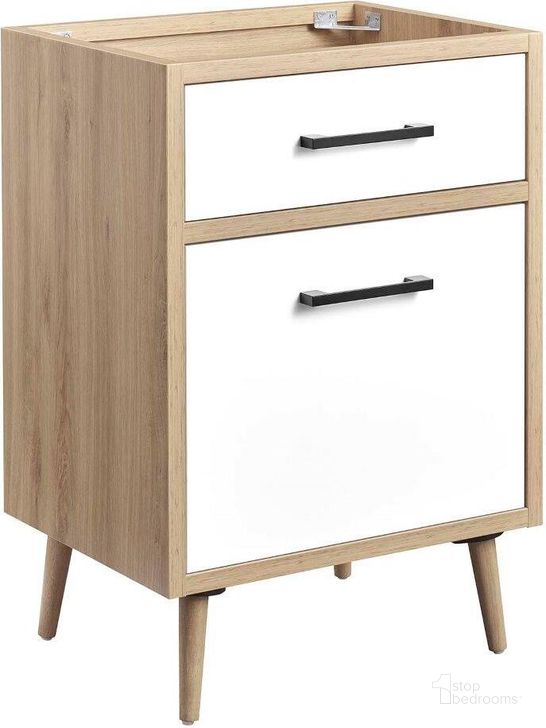 The appearance of Maverick 24 Inch Bathroom Vanity Cabinet In Oak White designed by Modway in the modern / contemporary interior design. This oak white piece of furniture  was selected by 1StopBedrooms from Maverick Collection to add a touch of cosiness and style into your home. Sku: EEI-6266-OAK-WHI. Product Type: Bathroom Vanity. Material: Rubberwood. Image1