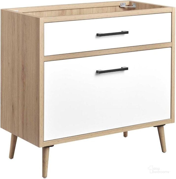 The appearance of Maverick 36 Inch Bathroom Vanity Cabinet In Oak White designed by Modway in the modern / contemporary interior design. This oak white piece of furniture  was selected by 1StopBedrooms from Maverick Collection to add a touch of cosiness and style into your home. Sku: EEI-6268-OAK-WHI. Product Type: Bathroom Vanity. Material: Rubberwood. Image1
