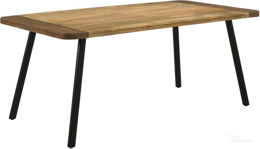 The appearance of Maverick Rectangular Tapered Legs Dining Table In Natural Mango and Black designed by Coaster in the rustic / southwestern interior design. This natural mango/black piece of furniture  was selected by 1StopBedrooms from Maverick Collection to add a touch of cosiness and style into your home. Sku: 123041. Material: Wood. Product Type: Dining Table. Size: 70". Image1