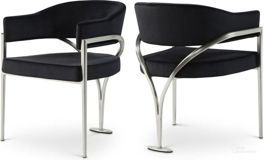 The appearance of Maximilian Black Velvet Dining Chair Set of 2 0qb24543014 designed by Furnique in the modern / contemporary interior design. This black velvet piece of furniture  was selected by 1StopBedrooms from Maximilian Collection to add a touch of cosiness and style into your home. Sku: 554Black-C. Product Type: Dining Chair. Material: Velvet. Image1