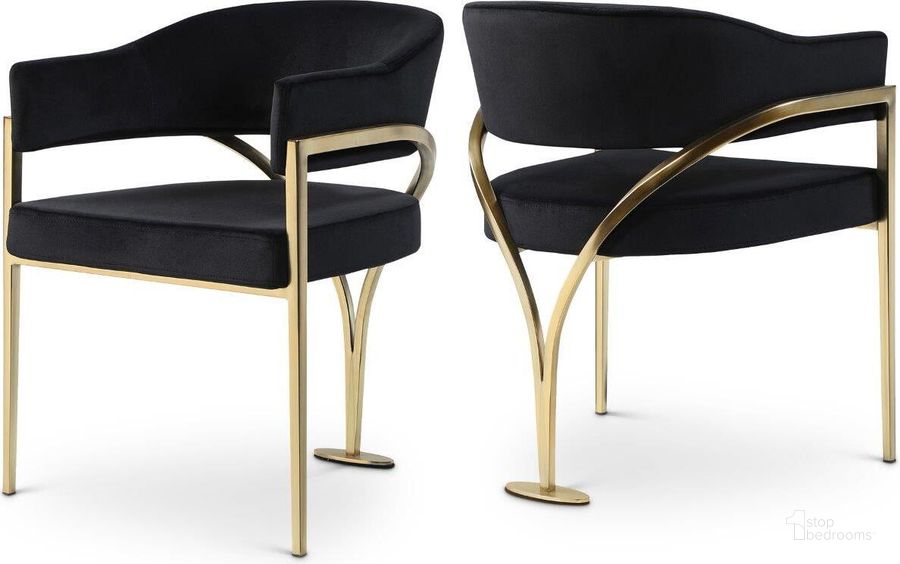 The appearance of Maximilian Black Velvet Dining Chair Set of 2 0qb24543905 designed by Furnique in the modern / contemporary interior design. This black velvet piece of furniture  was selected by 1StopBedrooms from Maximilian Collection to add a touch of cosiness and style into your home. Sku: 553Black-C. Product Type: Dining Chair. Material: Velvet. Image1