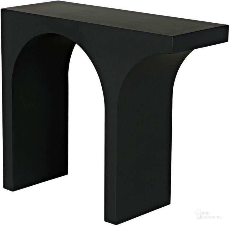 The appearance of Maximus Console In Black Steel designed by Noir in the transitional interior design. This matte black piece of furniture  was selected by 1StopBedrooms from Maximus Collection to add a touch of cosiness and style into your home. Sku: GCON396MTB. Material: Steel. Product Type: Console. Image1