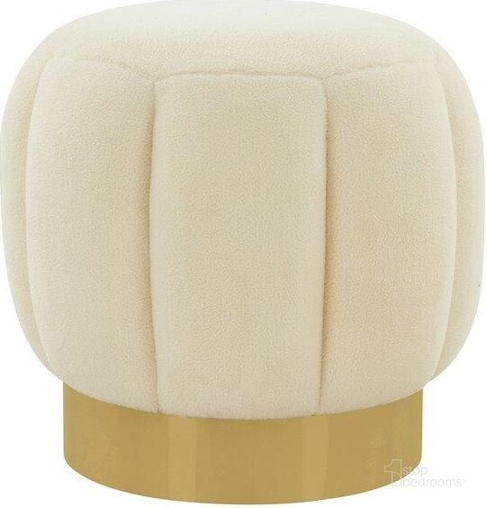 The appearance of Maxine Channel Tufted Ottoman In Creme And Gold designed by Safavieh Couture in the modern / contemporary interior design. This creme piece of furniture  was selected by 1StopBedrooms from Maxine Collection to add a touch of cosiness and style into your home. Sku: SFV4707O. Material: Wood. Product Type: Ottoman. Image1