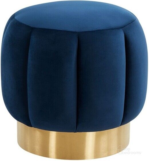 The appearance of Maxine Channel Tufted Ottoman In Navy designed by Safavieh Couture in the modern / contemporary interior design. This navy piece of furniture  was selected by 1StopBedrooms from Maxine Collection to add a touch of cosiness and style into your home. Sku: SFV4707I. Material: Wood. Product Type: Ottoman. Image1