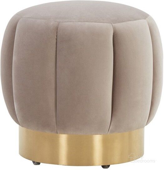 The appearance of Maxine Channel Tufted Ottoman In Pale Taupe And Gold designed by Safavieh Couture in the modern / contemporary interior design. This taupe piece of furniture  was selected by 1StopBedrooms from Maxine Collection to add a touch of cosiness and style into your home. Sku: SFV4707G. Material: Wood. Product Type: Ottoman. Image1