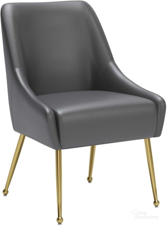 The appearance of Maxine Dining Chair In Gray And Gold designed by Zuo Modern in the modern / contemporary interior design. This gray piece of furniture  was selected by 1StopBedrooms from Maxine Collection to add a touch of cosiness and style into your home. Sku: 109713. Product Type: Dining Chair. Material: Plywood. Image1