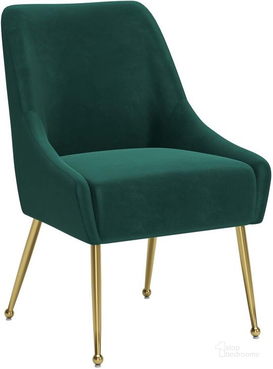 The appearance of Maxine Dining Chair In Green And Gold designed by Zuo Modern in the modern / contemporary interior design. This green piece of furniture  was selected by 1StopBedrooms from Maxine Collection to add a touch of cosiness and style into your home. Sku: 109716. Product Type: Dining Chair. Material: Plywood. Image1