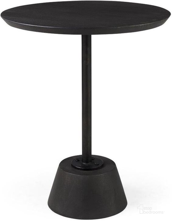 The appearance of Maxwell 20 Inch Round Dark Brown Wood With Black Metal Pedestal Side Table designed by Mercana in the modern / contemporary interior design. This dark brown and black piece of furniture  was selected by 1StopBedrooms from Maxwell Collection to add a touch of cosiness and style into your home. Sku: 69204. Material: Wood. Product Type: Side Table. Image1